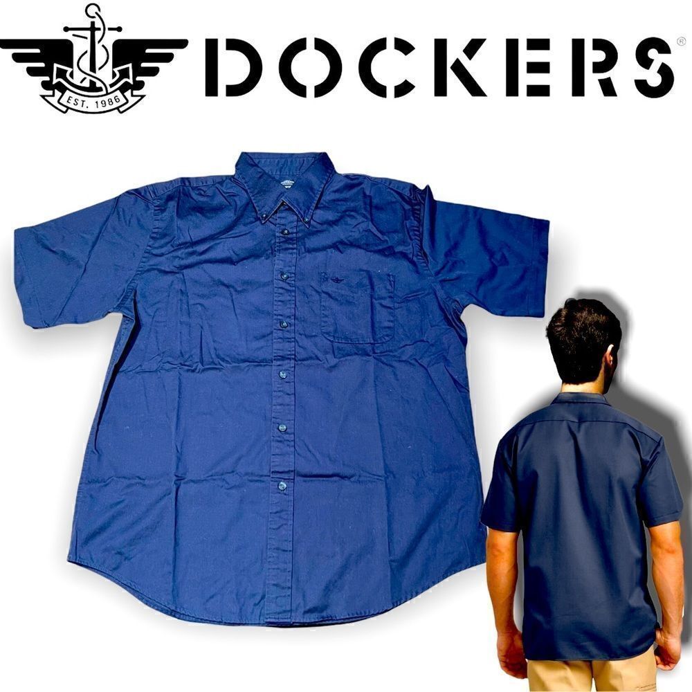 Men’s Dockers Cotton Short Sleeve Button up Shirt Large 16/16.5